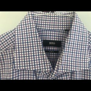 Hugo Boss Men’s Button Down - Purple and Blue